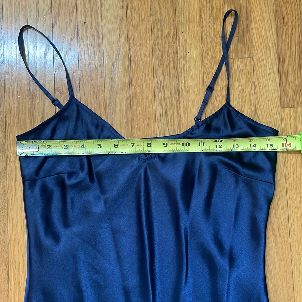 Pink Soda Boutique Navy Silky Satin Navy Slip Dress - Sz Small — image 7 of 8